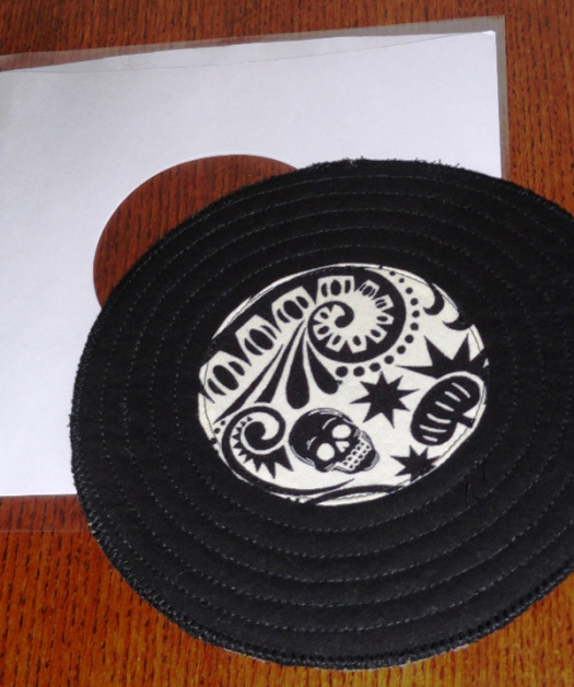 7" Record Greeting Card - Upcycled Fabric Greeting Card, Record, Upcycle, Greeting